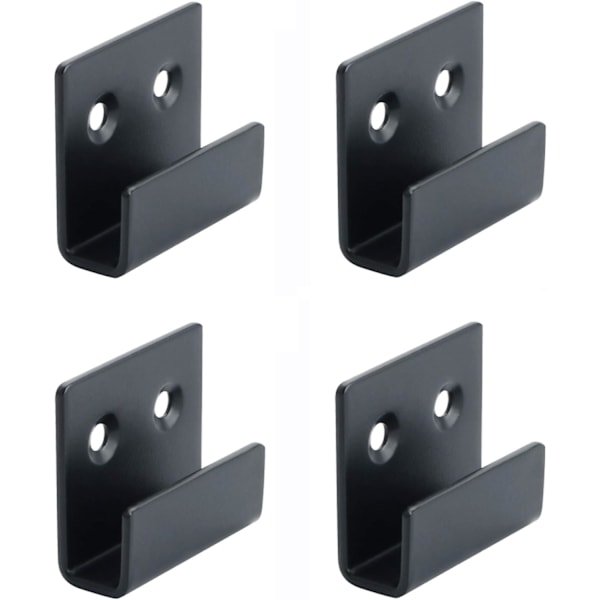Bildelistkroker i rustfritt stål, speilhengere, speilfester, hengesett, matt svart finish (10 mm innvendig bredde)