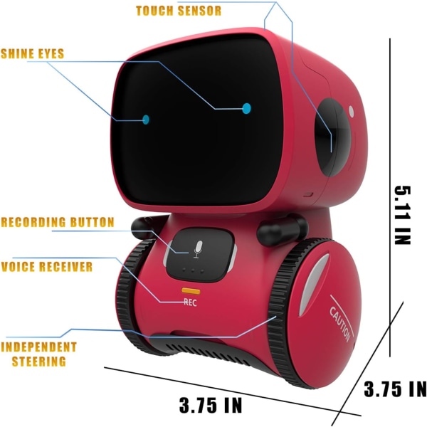 Kid Intelligent Robot Legetøj - Stemme- og berøringskontrol, Smart Robotic Legetøj til børn til piger, Recorder & Tal Like You rose red 3.9*3.7*5.1 inch