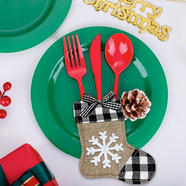 4 st julbesticksaskar Julbestickshållare Julknivar Besticksaskar Set Julservettpåse