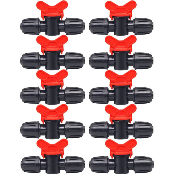 10 st Irrigation Switch Valve, PE Plast Trädgårdskran, Dubbel Hanlig Barb Kran, för Trädgård Gräsmatta Bevattning, för 16 mm Slang