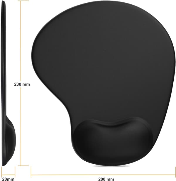 Silikon musematte ergonomisk håndleddsstøtte, kontorkomfort black