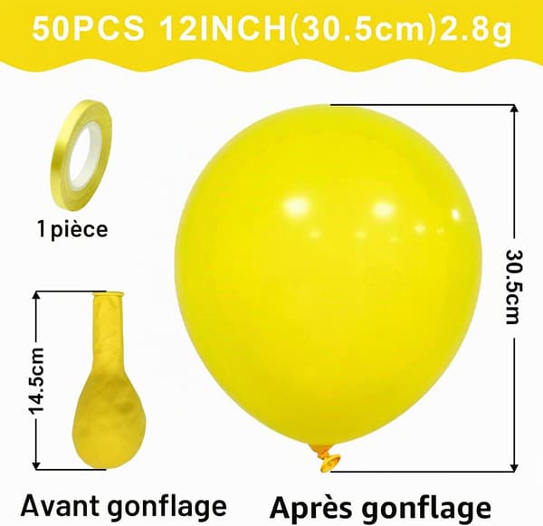 Gule balloner, 50 stykker 12-tommer gule balloner, til gule temafester, dimission, babyshower, bryllupsdekorationer