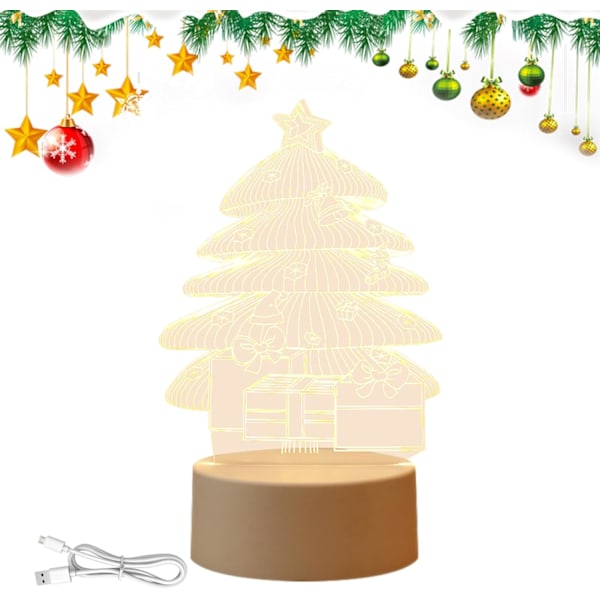 Jul 3D Nattlys LED Lampe USB Oppladbar Bordlampe Dekorativt Nattlys Nattlampe Soveromslamper Nattlys Style 1
