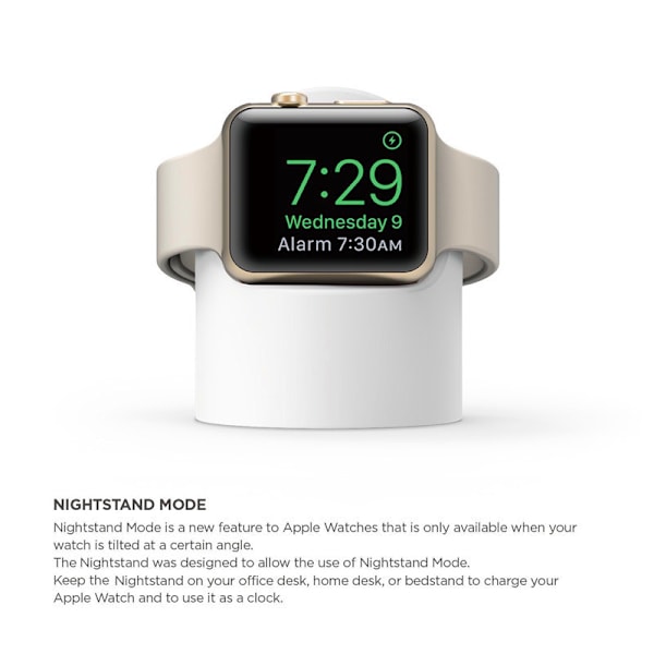 Passer til Apple Watch 1/2/3/4/5/6/7, 8 silikone retro ensfarvet simpel opladningsbase skrivebordsladestander
