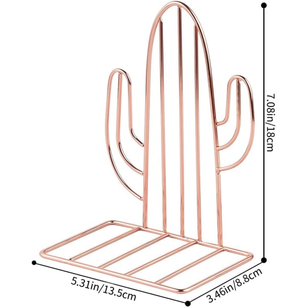 Kirjanpäätyt, Metalliset Kirjanpäätyt Hyllyille, Koristeelliset Kaktus Kirjahyllynpidikkeet rose gold