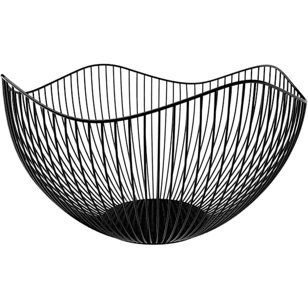 Sort Frugtskål, 27x13x10cm Stor Trådfrugtskål, Metal Sort Frugtkurv, Holdbar