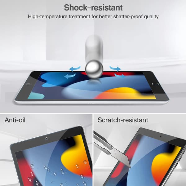 2-paknings skjermbeskytter for iPad 9., 8. og 7. generasjon 10,2 tommer