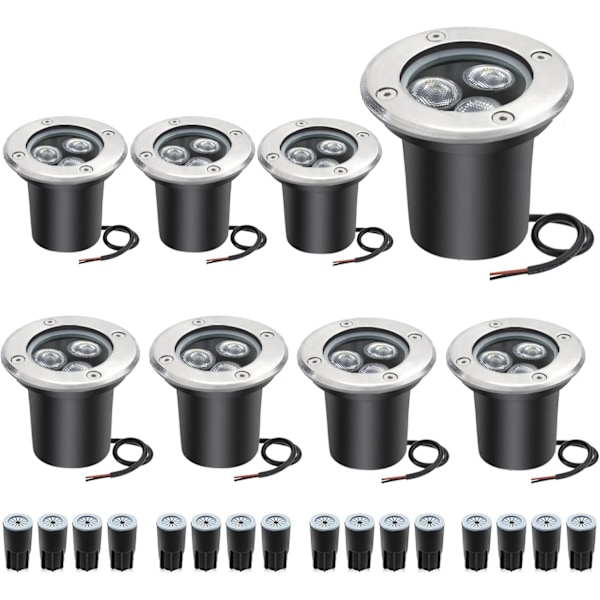 LED Markbelysning, Gångljus, Varmvitt, IP67 DC 24V Utomhus Landskapsbelysning för Uppfart, Trädgårdslampor (8 st)