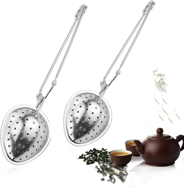 Te-infusionsenhed, te-infusionsske, te-si til 1-2 kopper, te-infusionsenhed, rustfrit stål, sølv (2 stk)