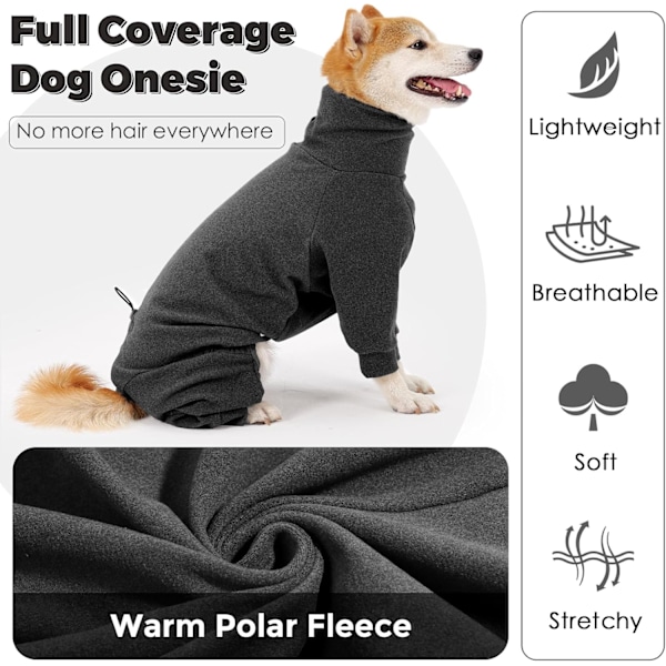 1 stk. Størrelse M Hund Fleece Jakke Hund Vinter Pullover Pyjamas Heldragt Helkropsjakke med Ben Varmt Hundetøj Vindtæt Heldragt M