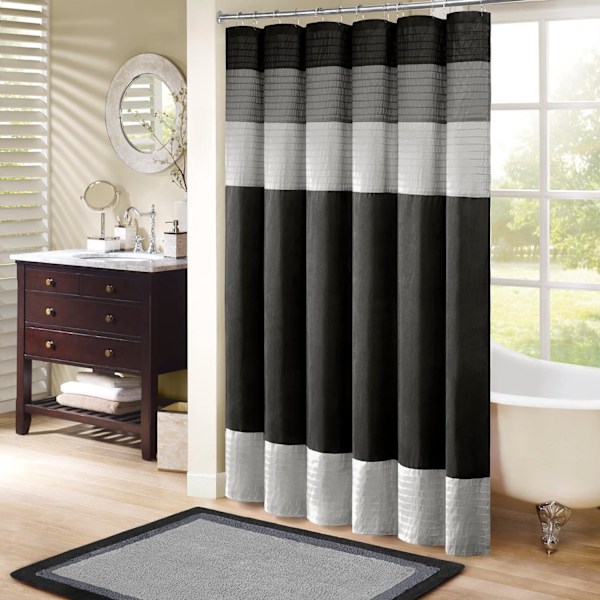 Bruseforhæng i kunstig silke, stribet, moderne mikrofiber badeforhæng, 180CM*180CM style 3