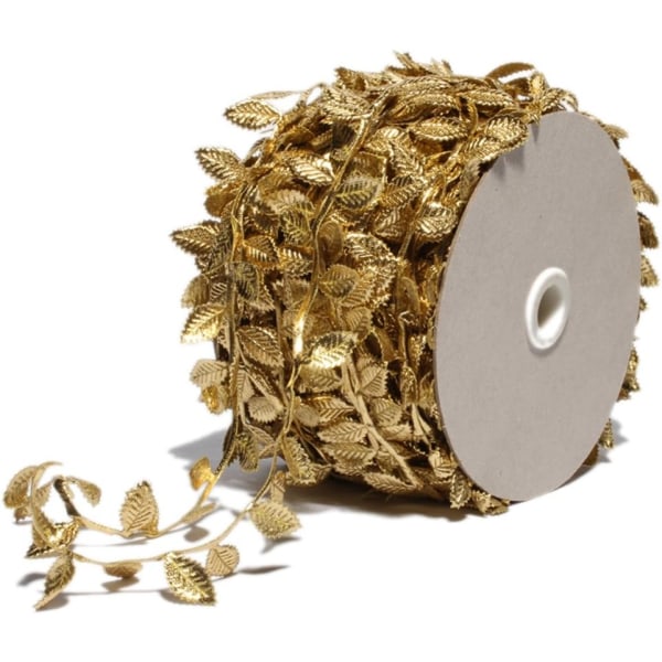 54 Yards Gold Leaves Leaf Ribbon Trim Rope for Garland DIY Crafts and Party Wedding Home Decorations