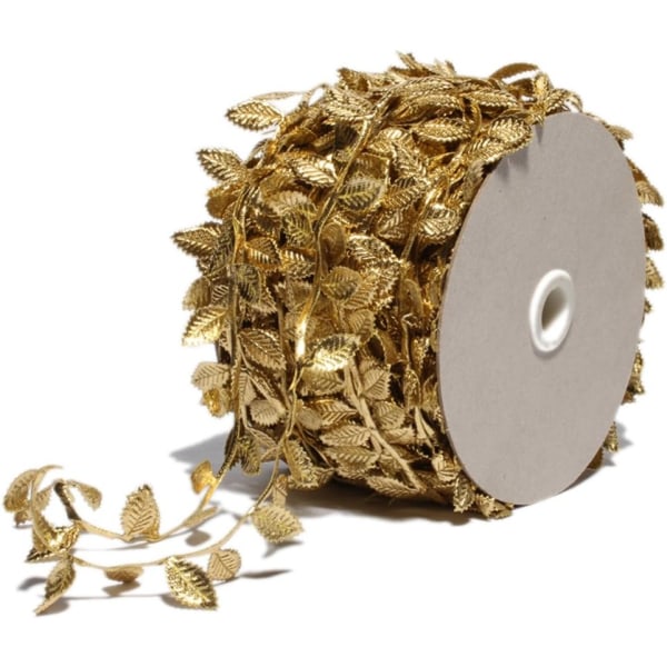 54 Yards Guldblade Leaf Ribbon Trim Reb til Garland DIY Håndværk og fest bryllup hjem dekorationer Gold 5.98 x 3.5 x 2.01 inches