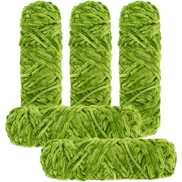 Stickgarn för Stickning och Virkning 5 x 95g, Chenille Garn, för Garnprojekt Autumn fragrant green