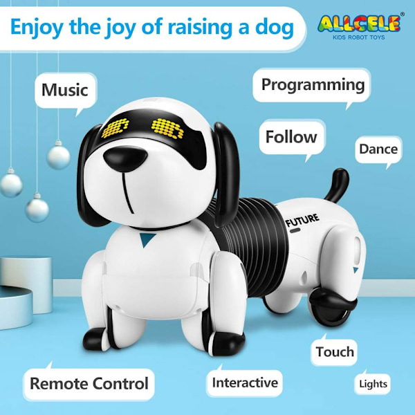Robot Hund, Fjärrstyrd Hundleksak, Programmerbar Följande Robotdjur Söt Dansmusik Interaktiv Present till Barn Pojkar Flickor