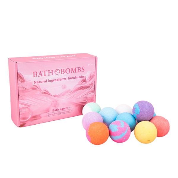 Badbomber, Skummande Presentförpackning 12 Handgjorda Eteriska Oljor Avkoppling och Stresslindring Brusande Bollar Perfekt Födelsedagspresent