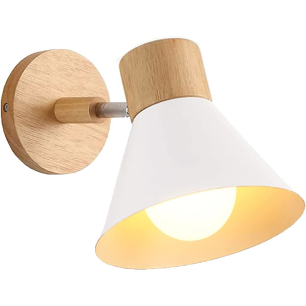 Moderne indendørs væglamper E27 Industrielle væglampe Justerbar trævæglampe Væglampe Dekoration til soveværelse Stue Korridor Cafe,Ø18cm,1PC
