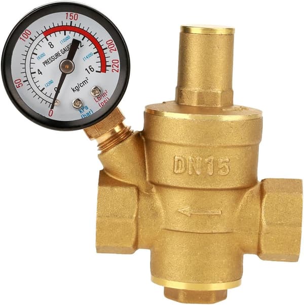 Justerbar vattentrycksregulator Reducer med DN15 mässingsmätare