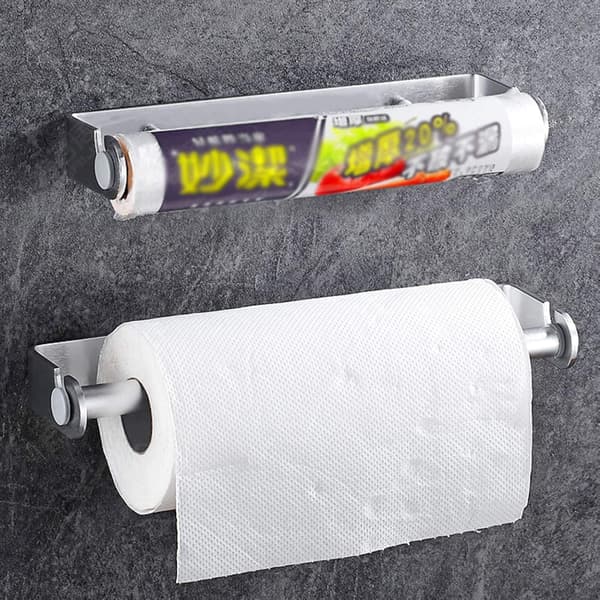 Køkkenrulleholder vægmontering rustfrit stål køkkenrulleholder boring Silver 27CM