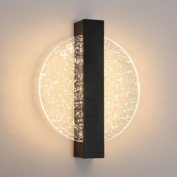 6W dæmpbar LED væglampe, indendørs aluminium væglampe, LED væglampe til sengen, sort rund akryl væglampe til stue, trappe, 3000K-6500K