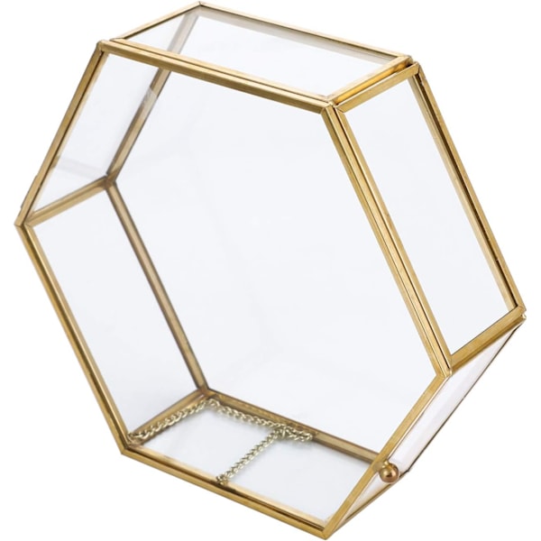 Smyckeskrin Dekorativ Glas Smyckeskrin Makeup Organizer Presentask Smyckesvisningshållare för Örhängen, Halsband-13*12*5cm