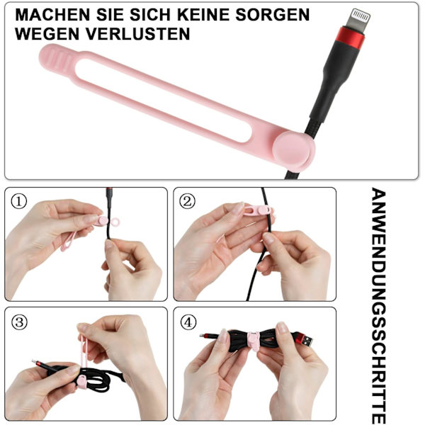 16 stk silikonkabelbindere, kabelarrangør, gjenbrukbar Pink