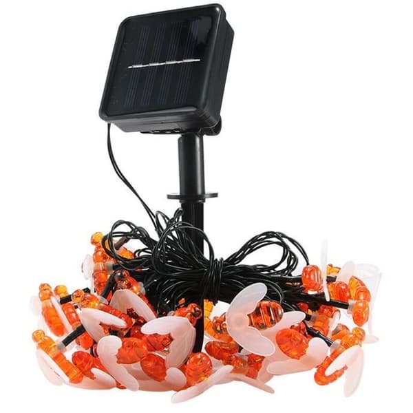 Solcellsslinga med Bin, 30 LED 6,5M Solcellsslinga med Bin 8 Lägen Koppartråd Utomhusslinga