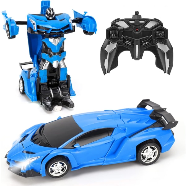 Transform RC -autorobotti, itsenäinen 2,4 G robotin muodonmuutosautolelu yhdellä painikkeella ja 360 nopeudella ajautuminen 1:18 mittakaavassa blue B
