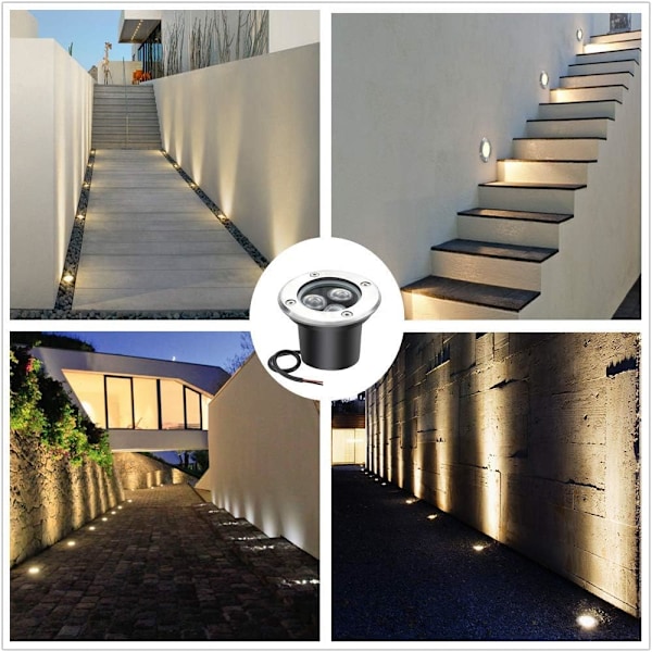 LED Markbelysning, Gångljus, Varmvitt, IP67 DC 24V Utomhus Landskapsbelysning för Uppfart, Trädgårdslampor (8 st)