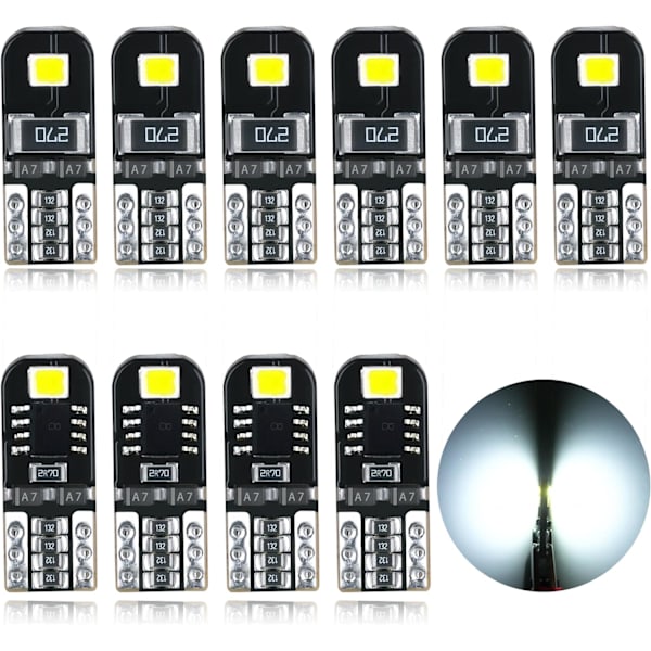 T10 LED-lamput CANBUS 12V Valkoinen Ei Polariteettia Suunniteltu W5W Kiila Auton Sisävalaistus Kupu Rekisterikilven Valot [Energiatehokkuusluokka A+]