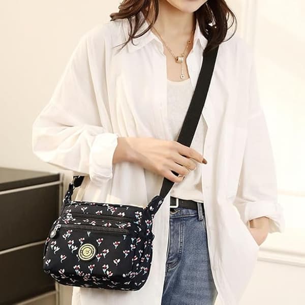 Dam Multi-Pocket Casual Crossbody Handväskor Vattentäta Axelväskor i Nylon