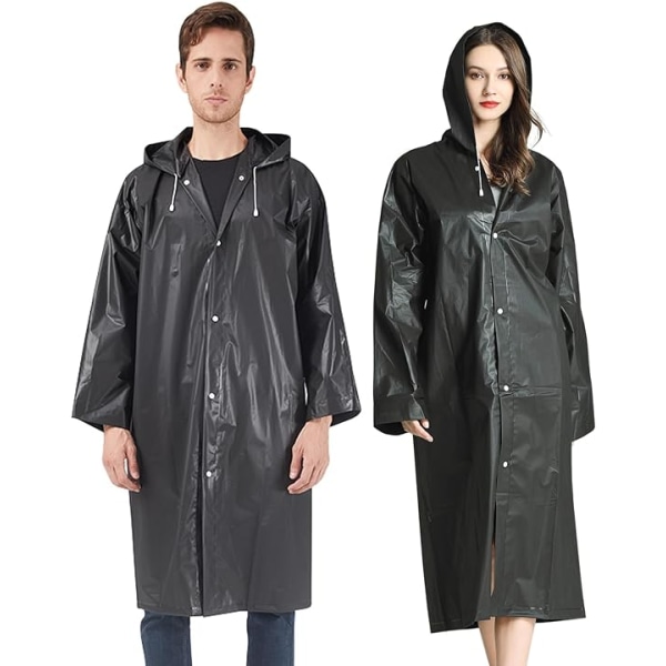 Rain Ponchos for Adults Reusable, 2 Pcs Raincoats,with Hood and Drawstring