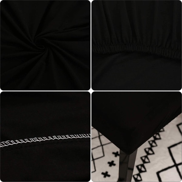 Ruokailuhuoneen tuolinpäälliset 4 tai 6 kappaleen sarja, joustava irrotettava pestävä ruokailutuolin suojapäällinen koristepäällinen istuinsuojus hotelliin black 6pcs