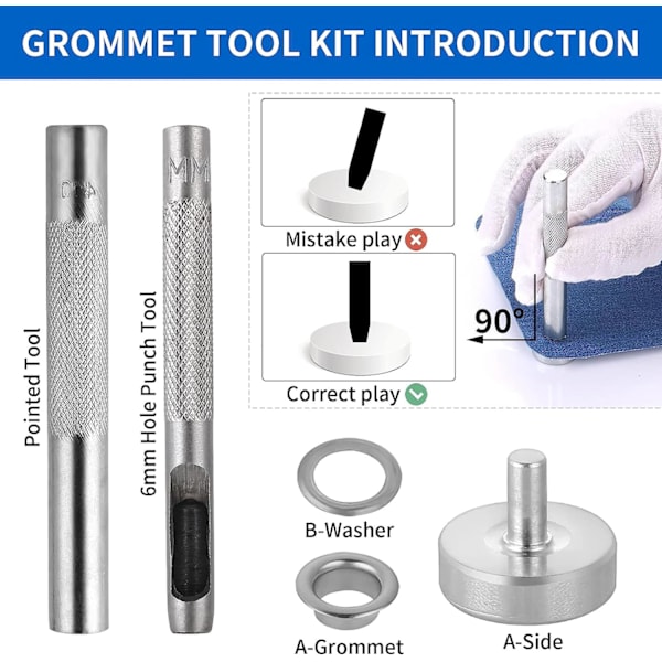 100 stycken öljettöglor kit, metallöljettkit, öljetter för presenningar, självslående öljett och presenningtillbehör, för skor, kläder, gör-det-själv-hantverk