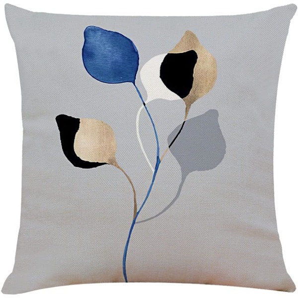 Bladkuddfodral 45cm x 45cm Set om 4 Grå Dekorativa Kuddfodral 18x18 tum Mjuk Polyester Kvadratiska Kuddfodral