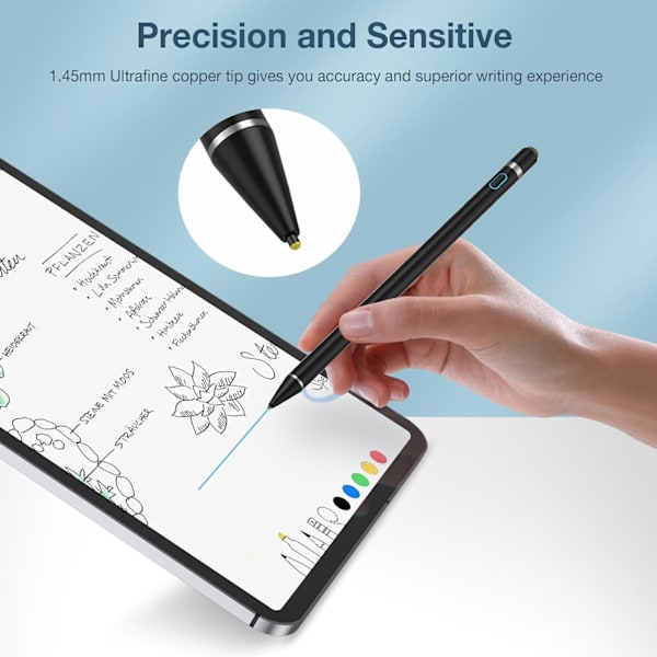 Stylus Penne til Touchskærme, Universal Tablet Touchskærm Pen med Magnetisk Hætte, 2 i 1 Kapacitiv Stylus Pen