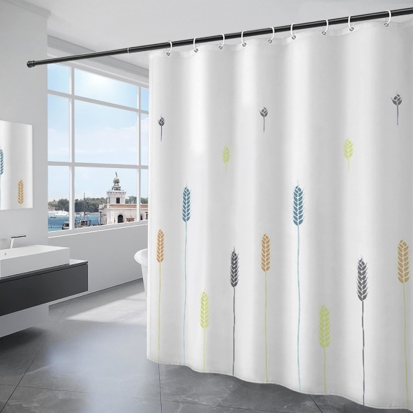 Duschdraperi Badrumsgardin Vattentät Badkarsgardin i polyester med 12 krokar för dusch och badrum 180x200CM Vit 180*200