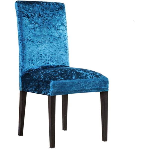 2 stk. tykke fløjlsstolbetræk Spisestolbetræk Elastisk strækbar stolbetræk Peacock Blue 2pcs