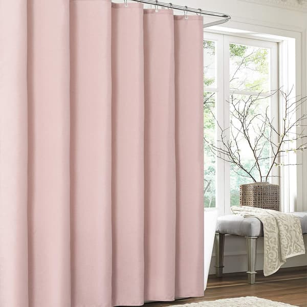 Duschdraperi i linne, med duschdraperiringar i tyg badkarsdraperi set Pink 1.8*2m