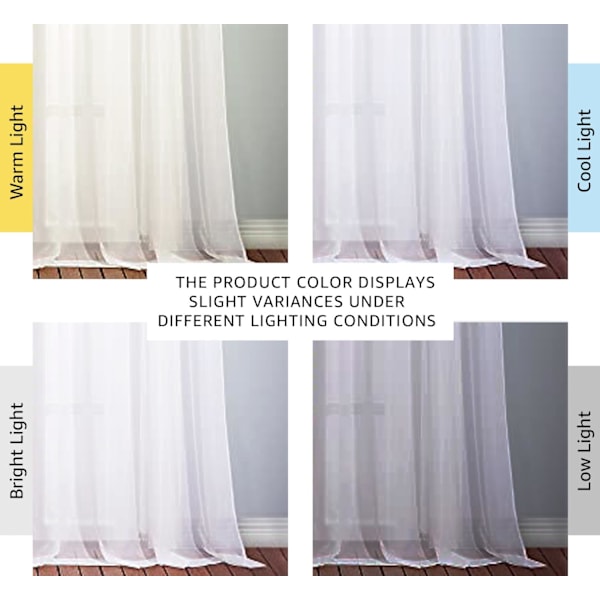 Slöja Gardiner Extra Långa, Breda Solida Voile Fönsterpaneler för Patio/Glidande Dörr/Vardagsrum (54\" B x 108\" L, Vit, 2 Stycken)