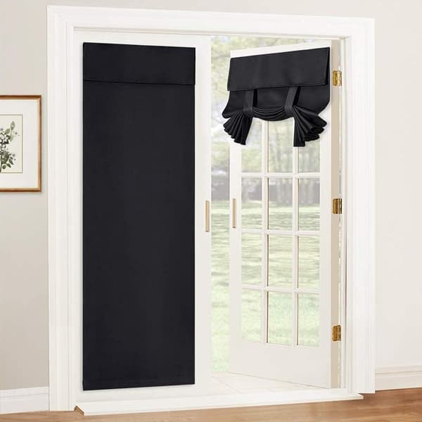 Dørgardiner Blackout - Selvklæbende Bindeskygger Vinduesgardiner Lysblokering Isolerende Sidelys, B 66 x H 173 cm, 1 Panel, sort