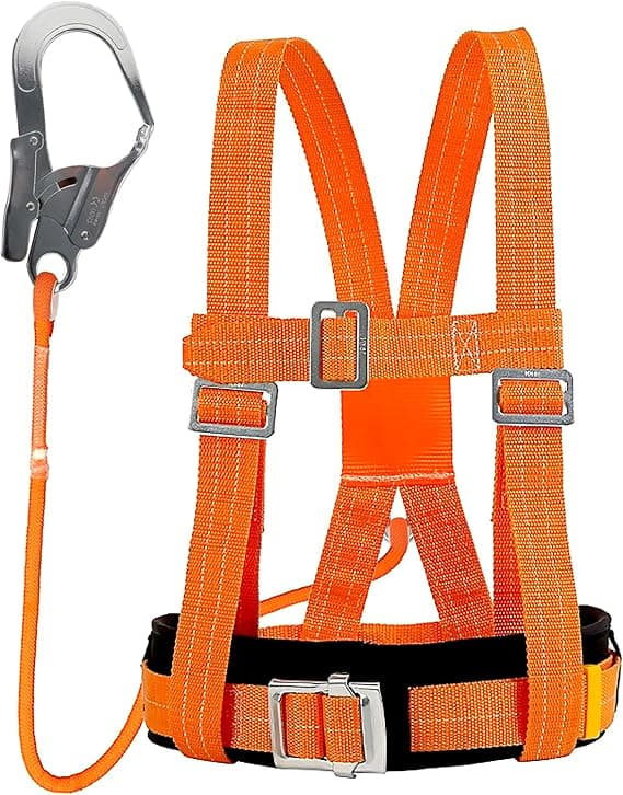 Säkerhetssele, helkroppsfallskyddssele, justerbart midjebälte, 100 kg lastkapacitet (1,6 meter spänne).