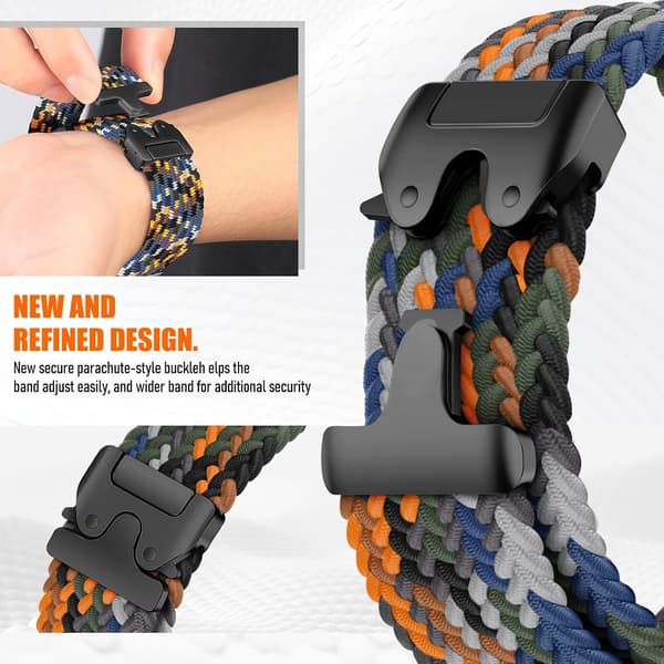 18 mm flettet nylon urrem til Garmin Venu 3S/2S, Vivoactive 4S, Forerunner 265S/255S, Quick Release rem