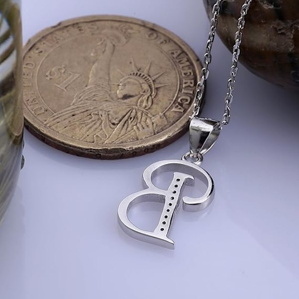 Initialhänge 925 Sterling Silver Bokstavshalsband med Kubisk Zirkonia Personliga Gåvor för Kvinnor Damflickor
