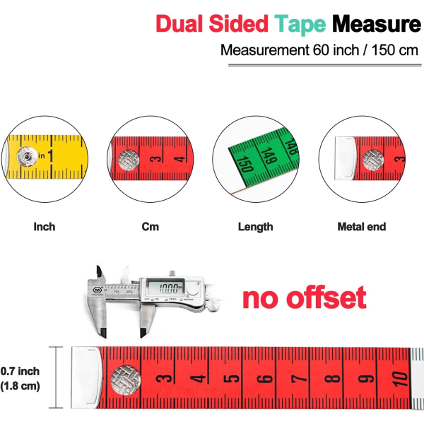 Målebånd Målebånd Håndverksmålinger, 60-tommers/150-cm Mykt flerfarget målebånd Kroppsmålebånd