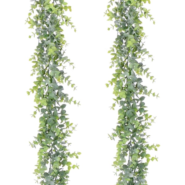 2 Pieces Artificial Eucalyptus Garland Eucalyptus Leaves Vines Handmade Wreath Wedding Greenery Background Arch Wall Decor