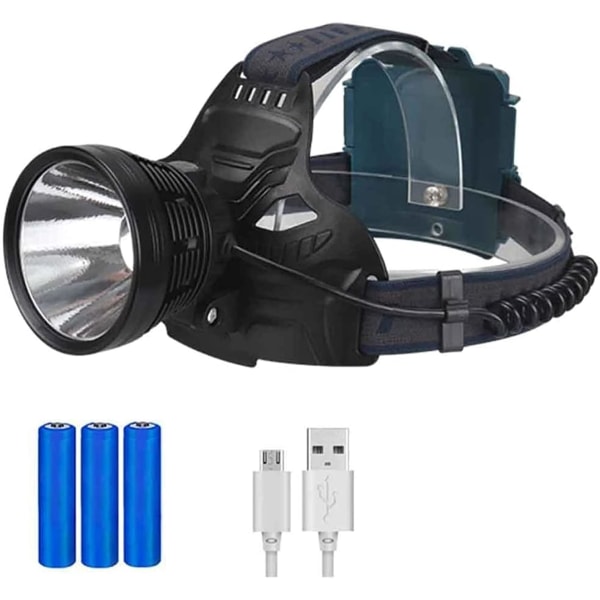 Genopladelig LED-hovedlampe til voksne, IPX5 vandtæt USB-genopladelig hovedlampe til camping, løb og jagt