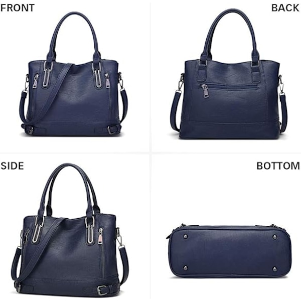 Damer Crossbody Väska PU Läder Handväskor Casual Shopper Väska Axelväska Tote Väska Stor Kapacitet Azul