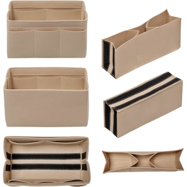 Väska Organiserare Insats Filt Väska Organiserare Handväska Organiserare Insats Väska I Väska Organiserare för Tote Väska 14 Fickor Beige Liten