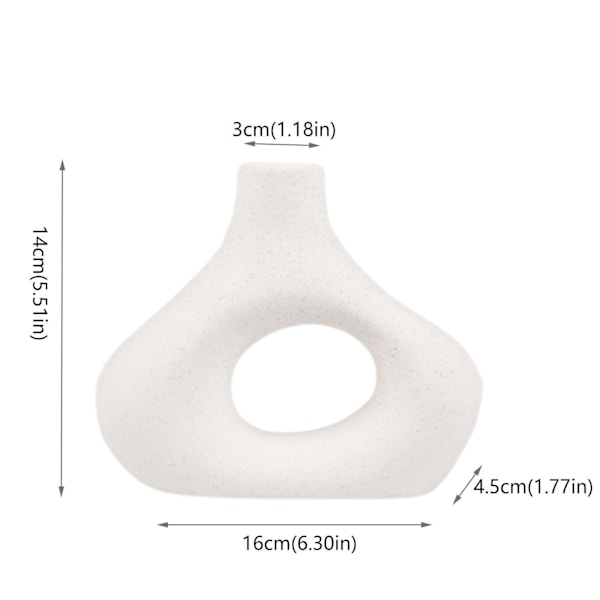Vit Keramisk Vas Set om 2 för Modern Minimalistisk Bohemisk Dekor, Runda Matta Donut Vas för Pampasgräs white